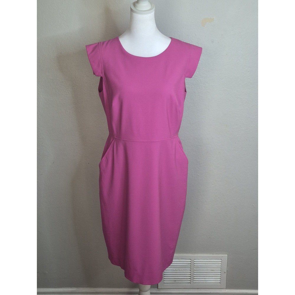 J.Crew 365 Women Pink Wool Blend Cap Sleeve Sheath Dress Size 10 Pockets Career